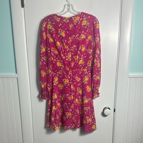Saloni Eve Silk Pink Floral Mini Dress Size 4 - Picture 8 of 16